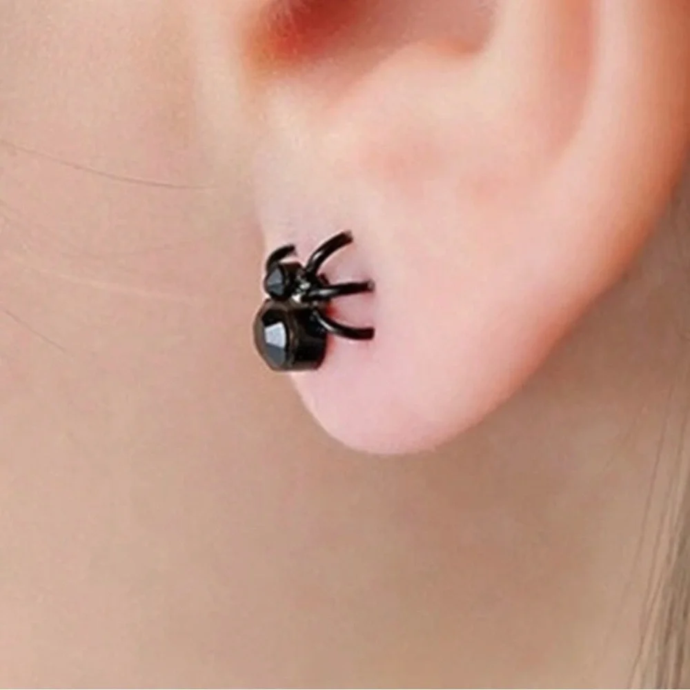Sparkle & Scare with Halloween Rhinestone Spider Studs🕷️ NWT Black Stud Earrings